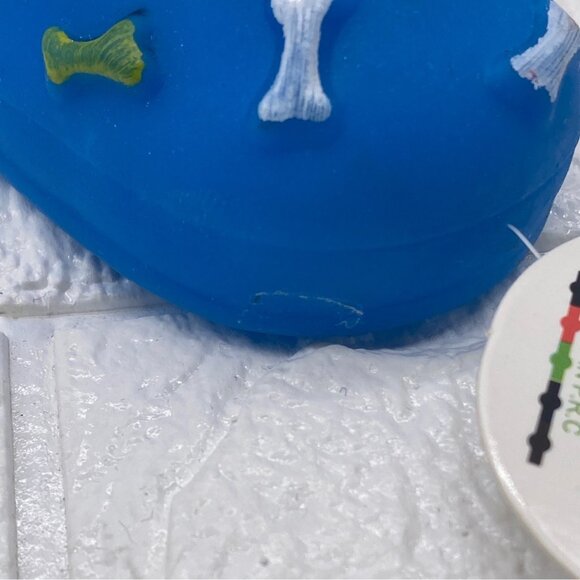 Paw Shoe Squeaky Dog Toy‎ By Viva.Z Blue Rubber Design With Bone & Paw Motifs - Picture 8 of 9
